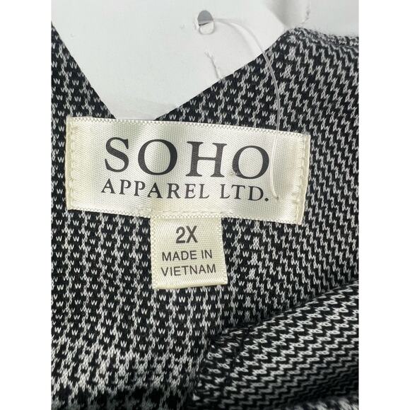Soho Apparel Dress Plus 2X Sheath Black White Round Neck Women Career Work New - Picture 4 of 9